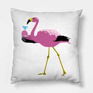 Flamingo with Martini Pillow