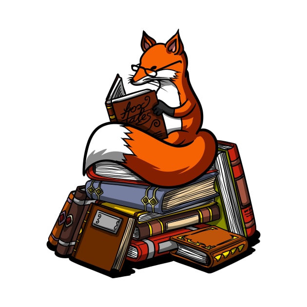 Fox Reading Book by underheaven