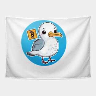 Cute Albatross with Bitcoin Bill - Cartoon Style Tapestry