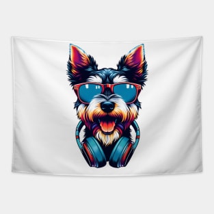 Cesky Terrier Smiling DJ: A Joyful Canine Mix Tapestry