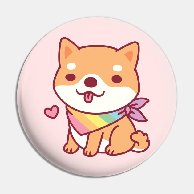 Cute Shiba Inu With Rainbow Pet Bandana Pin by rustydoodle