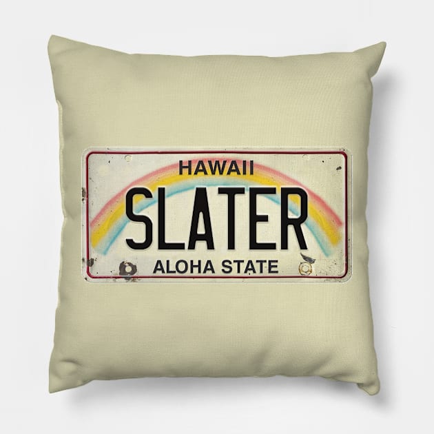 Vintage Hawaii License Plate SLATER Pillow by HaleiwaNorthShoreSign
