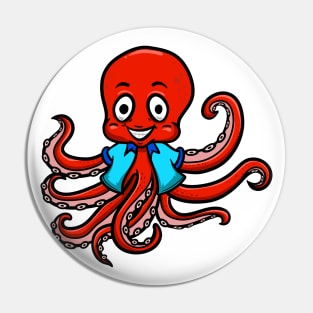 Cute Anthropomorphic Human-like Cartoon Character Octopus in Clothes Pin