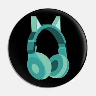 Cat Ear Headphones Blue Green Pin