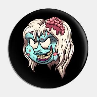 Girl Zombie Head Pin