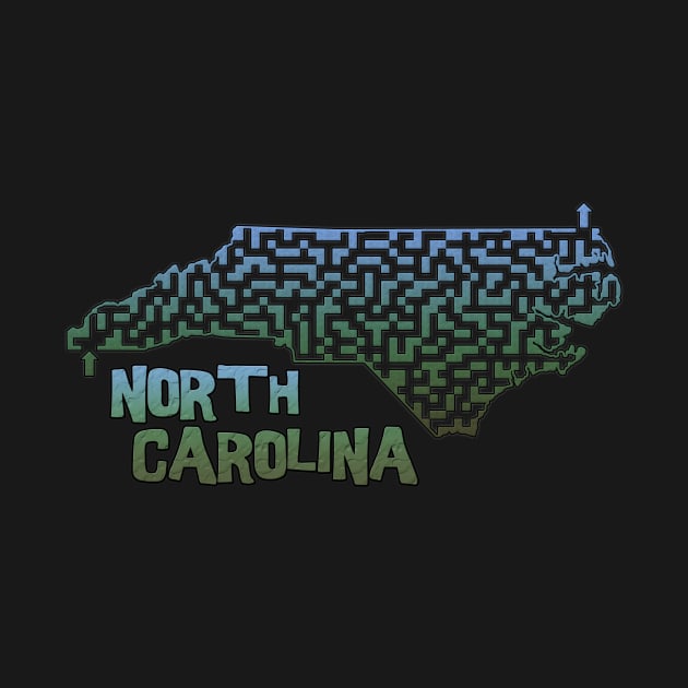 North Carolina State Outline Maze & Labyrinth T-Shirt by gorff