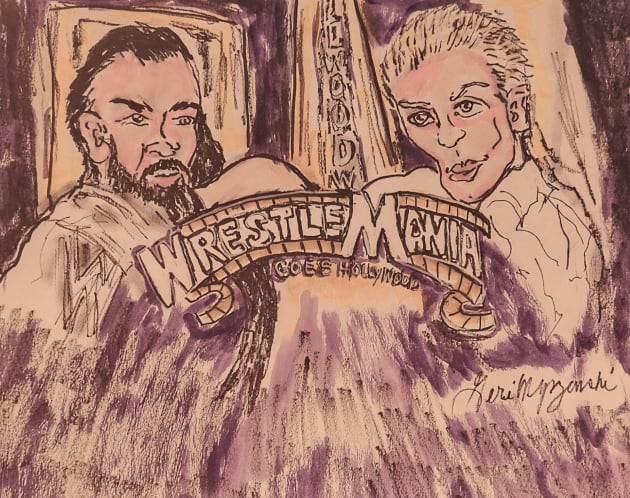 Roman Reigns VS Cody Rhodes WWE WrestleMania 39 Goes Hollywoo Kids T-Shirt by TheArtQueenOfMichigan 