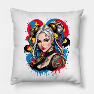 Happy Valentine's Day Comic Pop Art Punk girl Pillow