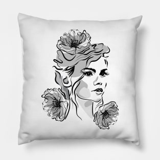 Girl with poppies Pillow