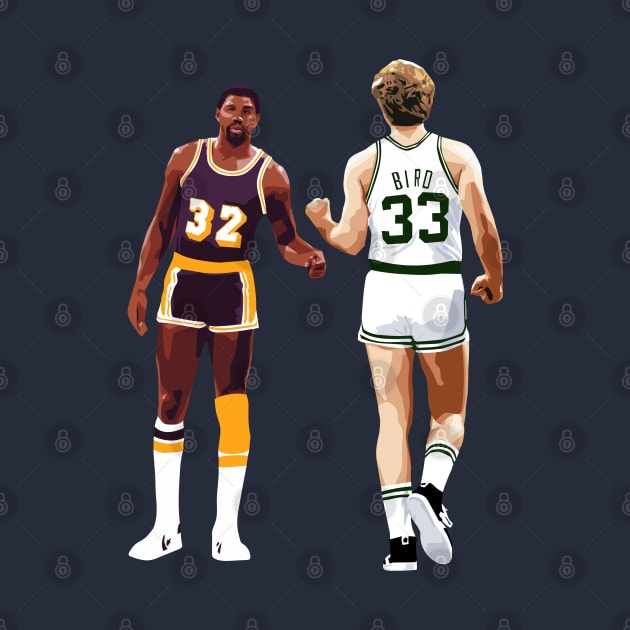 Larry Bird and Magic Johnson fist bump Qiangy by qiangdade