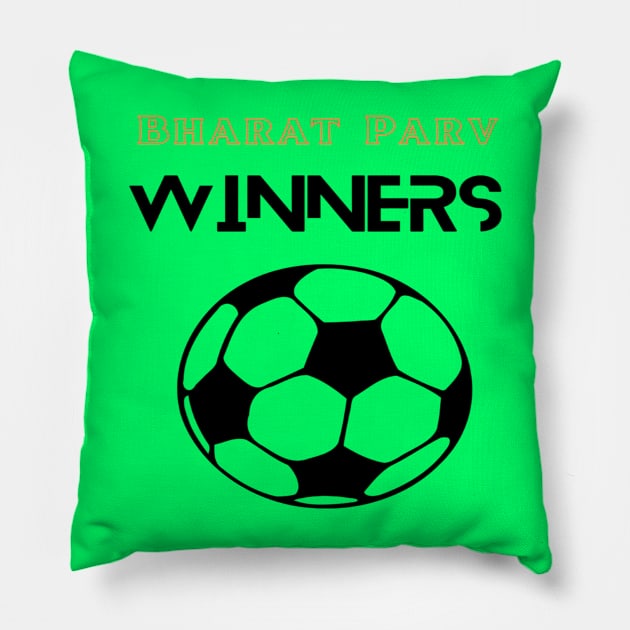 Bharat Parv - Football Winners Pillow by Bharat Parv