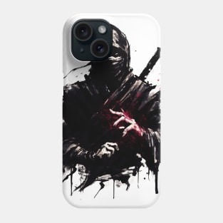 Crimson Shadow: Ink Wash Ninja Phone Case