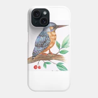 kingfisher colorful natural ballpoint pen art Phone Case