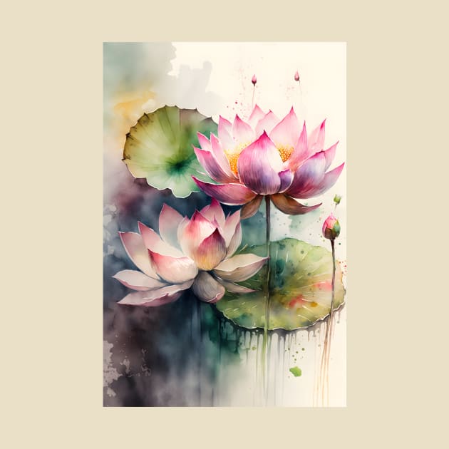 Lotus Watercolor Background by bellofraya