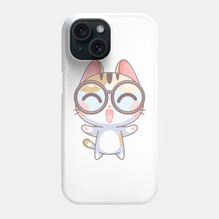 Cute cat likes to wear glasses Phone Case