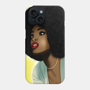 black woman with big afro hair Phone Case