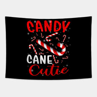 Christmas Candy Cane Cutie Girls Xmas Pajama Tapestry