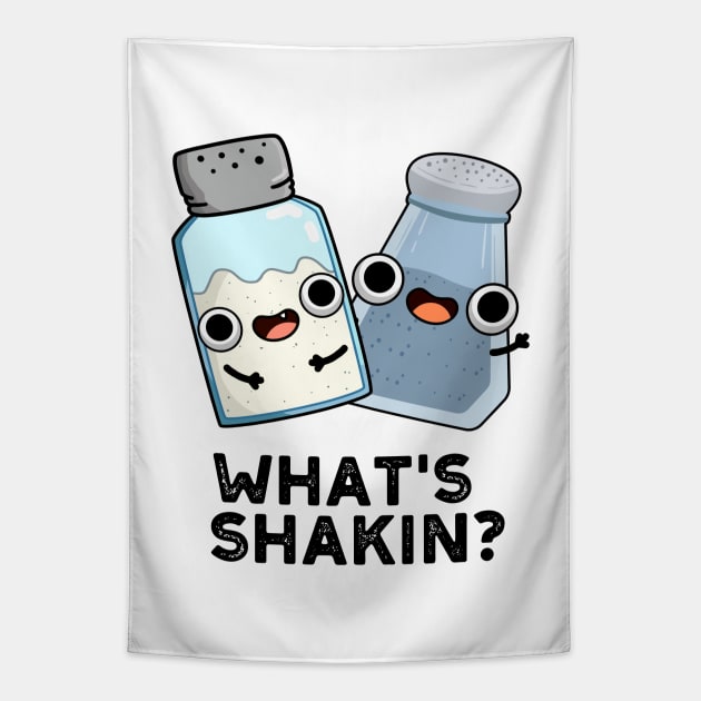 What's Shakin Funny Salt And Pepper Shaker Pun Tapestry by punnybone