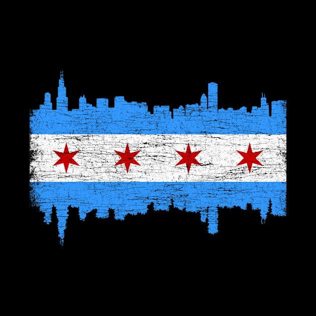 Chicago City Flag Skyline Vintage Retro by zurcnami