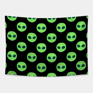 Cute Alien Face Pattern Tapestry