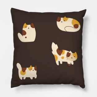 Four Calico Cats Pillow