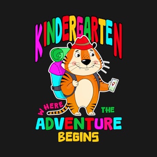 Kindergarten where the adventure begins tiger T-Shirt