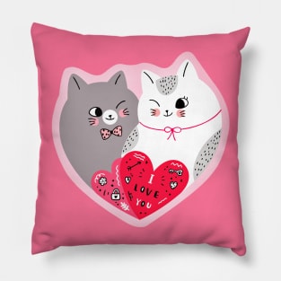 Cat Heart i love you Pillow