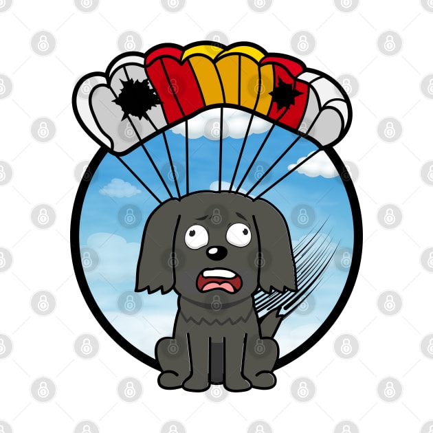 Silly black dog has a broken parachute by Pet Station