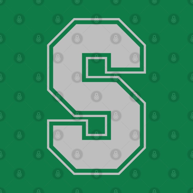 Monogram Grey Green College House Initial S by redhomestead