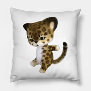 adorable happy cute furry Jaguar Pillow