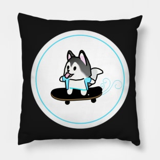 Husky Skateboard Kawaii Pillow