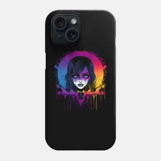 Cool Goth Girl Rainbow Neon Colors Rave Design Phone Case