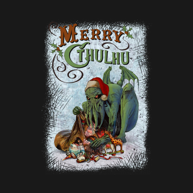 Disover MERRY CTHULHU- Bad Tidings from HP Lovecraft's Great Old One- Monster Santa - Cthulhu Mythos - T-Shirt