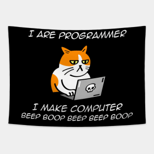 I Are Programmer Computer Cat Beep Boop funny Tapestry