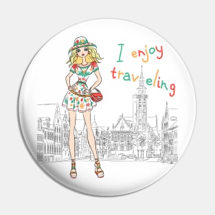 Beautiful fashion girl in Bruges Pin