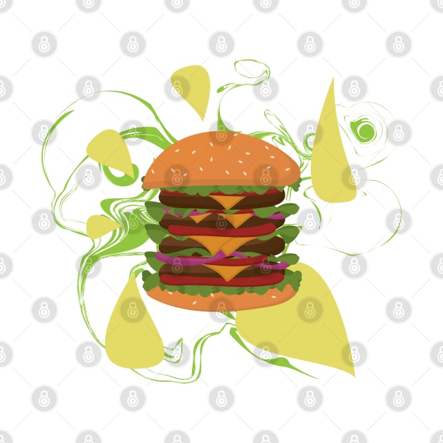 Big Burger Fast Food Burger Graphic Artistic Double Burger Magic by TeeFusion-Hub