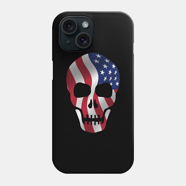 American USA Flag Skull Phone Case by Periaz