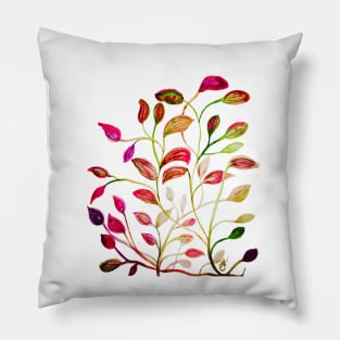 Red and Green Leaves! Light Blue. Pillow