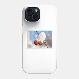 Two winter berries covered with snow on a tree Phone Case