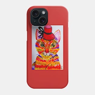 Colourful Cat and her Red Hat Phone Case