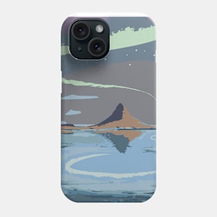 Minimalist Iceland Landscape with Northern Lights Phone Case