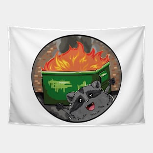 Dumpster Fire Panda Tapestry