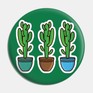 Set Of Green Cactus Plant In Vase Sticker vector illustration. Healthcare and Nature object icon concept. desert green cactus plant vector sticker design. Home plant cactus symbol graphic design. Pin