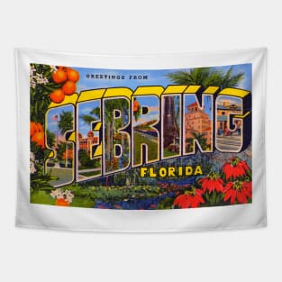 Greetings from Sebring Florida, Vintage Large Letter Postcard Tapestry