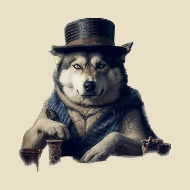 Poker playing husky by DailyTee91