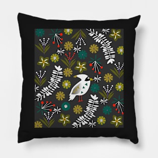 Funny cardinal in a floral pattern Pillow