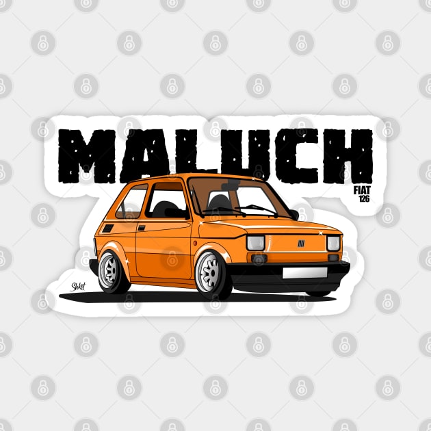 Fiat 126p Maluch Orange Magnet by shketdesign