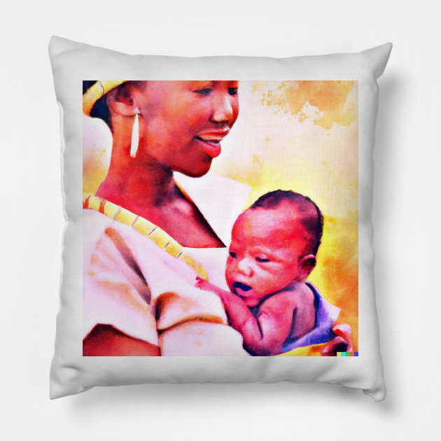 A mother and her baby Pillow by Pieartscreation