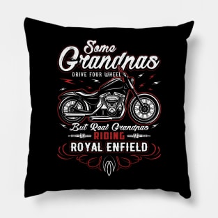 Some grandpas drive four wheels but real grandpas riding royal enfield Pillow