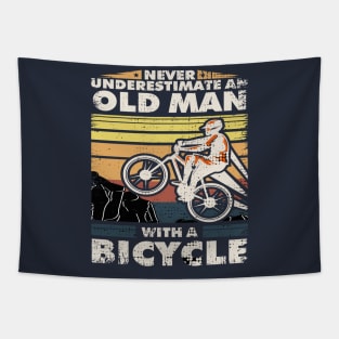 Never Underestimate An Old Man With a Bicycle Tapestry